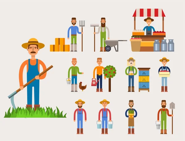 Agriculteur personnage homme agriculture personne profession jardinier rural travailleur personnes illustration vectorielle . — Image vectorielle