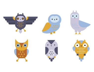 Baykuş kuş sevimli karakter sembol uyku tatlı owlet vektör çizim karikatür.