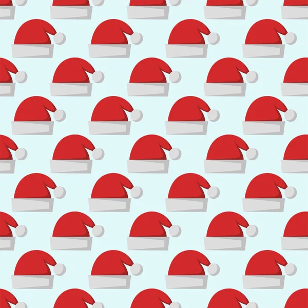 Santa Claus moda sombrero rojo moderno patrón sin costuras gorra Navidad invierno vacaciones superior ropa vector ilustración . — Archivo Imágenes Vectoriales