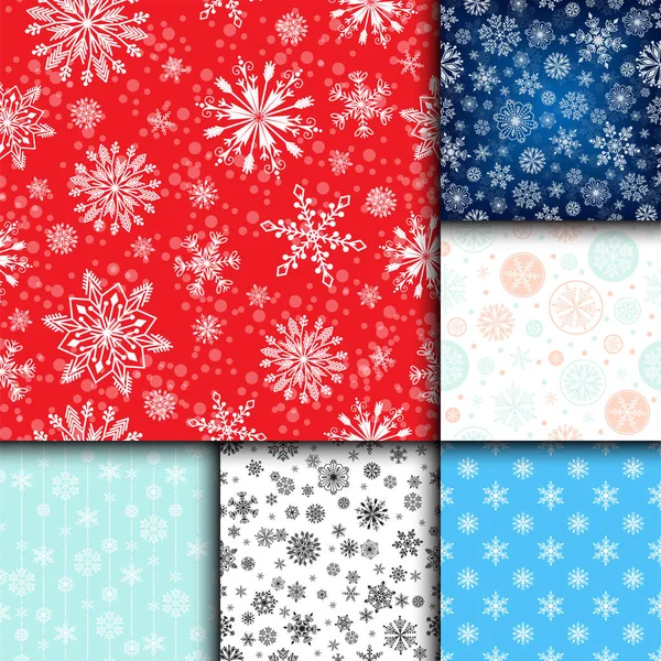 シームレスなスノーフレーク ベクトル パターン天気伝統的な冬 12 月クリスマス [背景に用紙を折り返し. — ストックベクタ