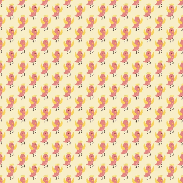 Sevimli kuş Dikişsiz desen vektör çizim karikatür renkli