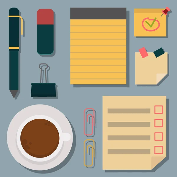 Agenda de caderno de vetor plano de notas de negócios planejador de lembrete de trabalho ilustração organizador . —  Vetores de Stock