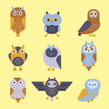 Baykuş kuş sevimli karakter sembol uyku tatlı owlet vektör çizim karikatür.