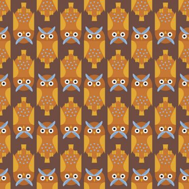 Baykuş kuş sevimli karakter Dikişsiz desen uyku tatlı owlet vektör çizim karikatür.