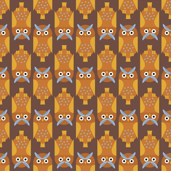 Cartoon owl bird cute character seamless pattern sleep sweet owlet vector illustration. — Stock Vector