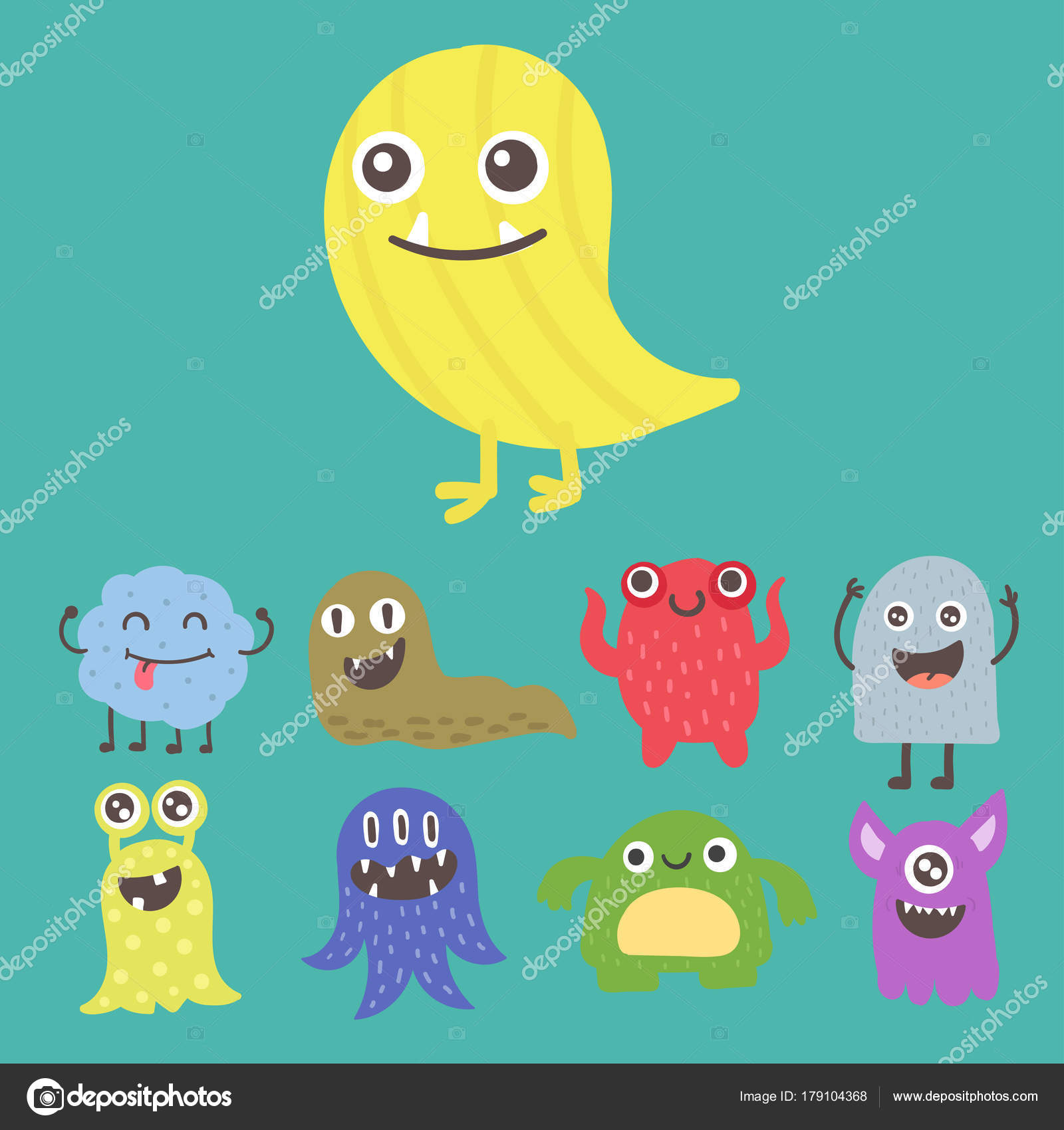 Desenhos animados bonito colorido alienígena personagens conjunto