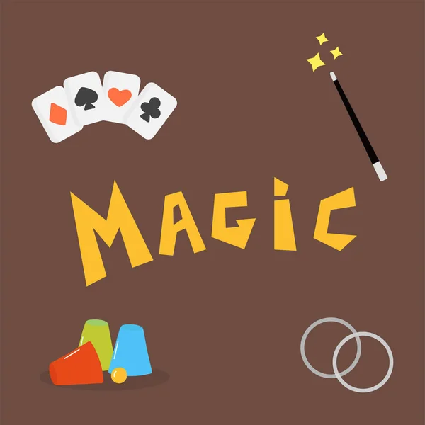 Sihirbaz araçları poker kartları sanat stil kumarbaz oynak sembolü grafik çizim vektör çizim oynarken geleneksel — Stok Vektör
