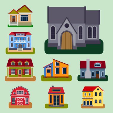 Tarihi şehir modern dünyanın en ünlü farklı ev ön yüzü cephe vektör çizim inşa ziyaret