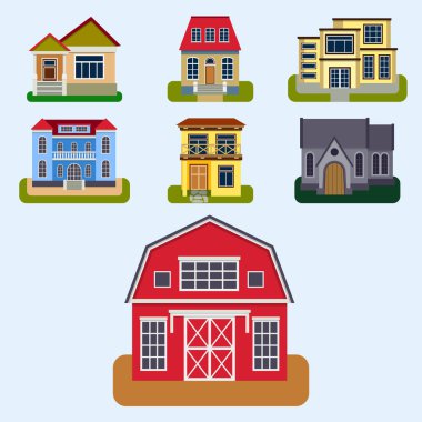 Tarihi şehir modern dünyanın en ünlü farklı ev ön yüzü cephe vektör çizim inşa ziyaret