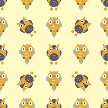 Baykuş kuş sevimli karakter Dikişsiz desen uyku tatlı owlet vektör çizim karikatür.