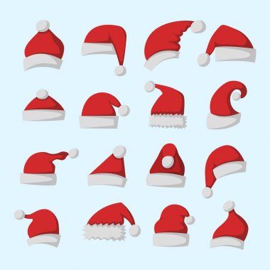 Noel Baba moda kırmızı şapka modern zarafet kap kış xmas tatil üstlük illüstrasyon vektör.