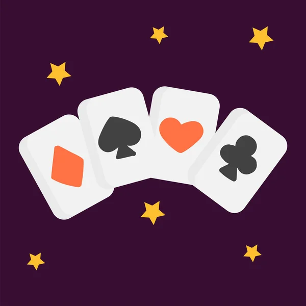 Vintage cartes de poker rétro art style joueur symbole ludique jeu traditionnel dessin graphique illustration vectorielle — Image vectorielle