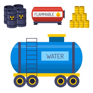 Petrol davul konteyner yakıt varil satır Çelik varil kapasiteli doğal metal eski bağırsakları kimyasal gemi vektör çizim tankları