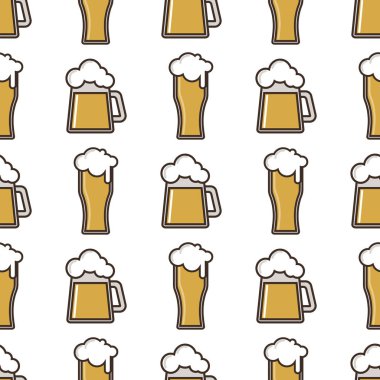 Bira cam vektör seamless modeli kutlama ferahlık bira oktoberfest arka plan.