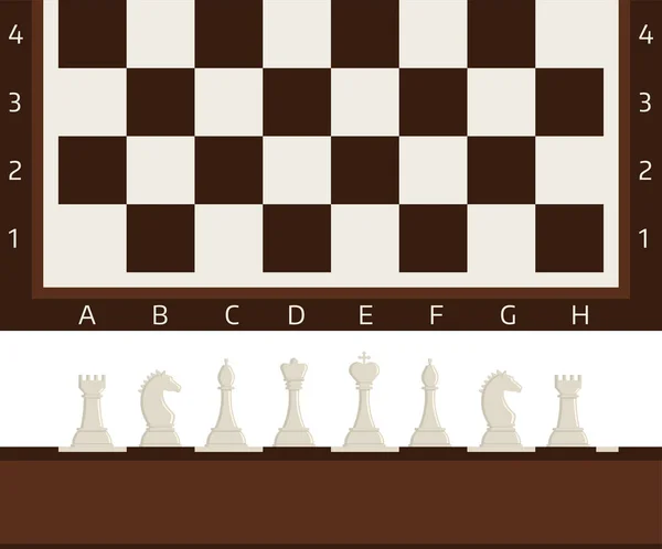 Strateji oyun eğlence savaş seçim turnuva araçları vektör satranç tahtası ve satranç figürleri — Stok Vektör