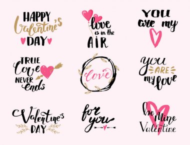 Metin bindirmeleri sevdiğimi vektör el çekilmiş Sevgililer ilham verici sevgilisi alıntı illüstrasyon yazı.