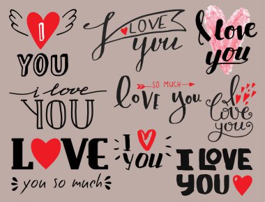 Vektör koleksiyonu ilham verici sevgilisi alıntı illüstrasyon yazı size metin bindirmeleri elle çizilmiş seviyorum.