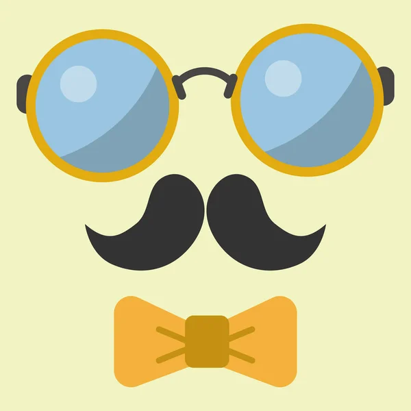 Vektor bokovky brýle retro vlasy styl knír vintage staré holení mužského obličeje vousy účes, samostatný obrázek — Stockový vektor