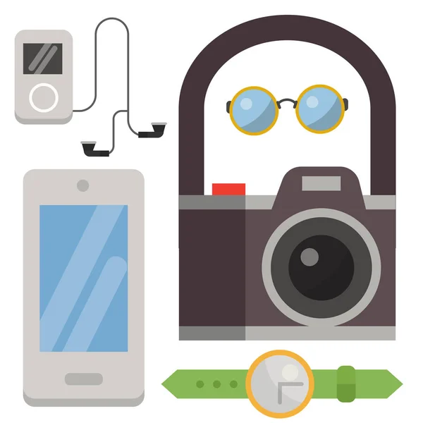 Diseño de estilo vintage iconos hipster signos vectoriales y símbolos plantillas gadgets elemento y otras cosas ilustración . — Vector de stock