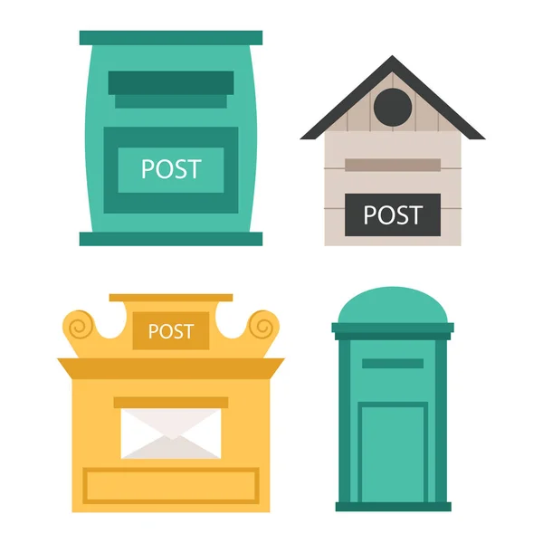 Όμορφη αγροτική curbside ανοικτό και κλειστό ταχυδρομικά γραμματοκιβώτια με εικονογράφηση διάνυσμα postbox σημαία σηματοφορέα (semaphore) — Διανυσματικό Αρχείο