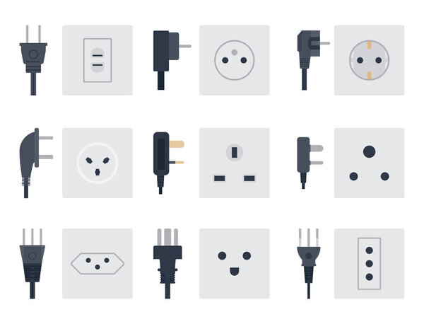 Electric outlet vector illustration energy socket electrical outlets plugs european appliance interior icon.