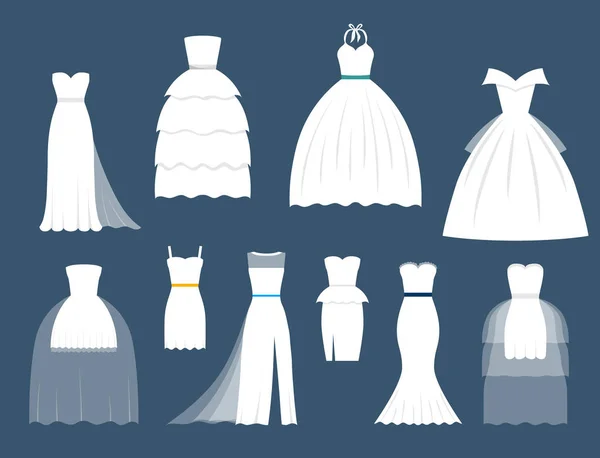 Casamento branco noiva vetor vestido elegância moda estilo celebração nupcial chuveiro casamento-dia composição ilustração — Vetor de Stock
