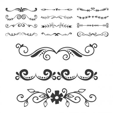 Metin ayırıcı decoratice bölücü kitap tipografi süs tasarım öğeleri vintage bölen şekiller illüstrasyon vektör