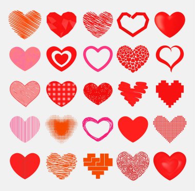 Kırmızı kalpler basit kırmızı vektör simge keskin. Renk kart güzel parlak ifade kırmızı kalp sembolleri kutlamak. Kalp tatil sanat dekorasyon seviyorum. Romantik şekil tasarım sevgi amour Sevgililer simgeler