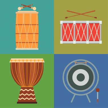 Müzik davul ahşap ritim müzik enstrüman serisi perküsyon müzisyen performans vektör çizim
