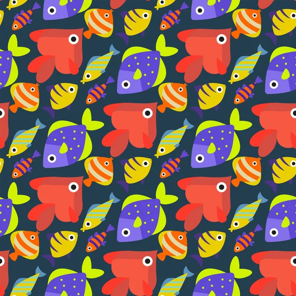 Aquarium océan poisson sous-marin bol tropical animaux aquatiques eau nature animaux de compagnie personnages sans couture motif arrière-plan vectoriel illustration — Image vectorielle