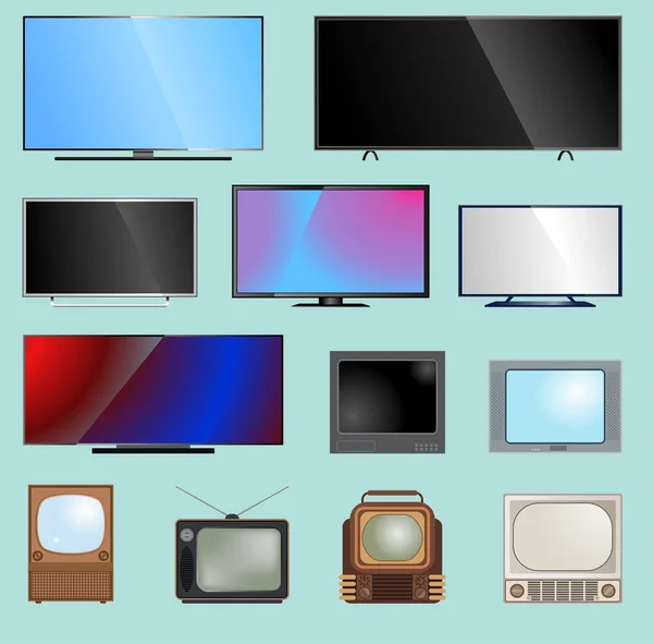 Tv screen lcd monitor template vektor illustration. elektronisches Gerät TV-Bildschirm-Infografik. Technologie digitales Gerät Fernsehen und Computer LED-Bildschirm, Bildschirmdiagonale — Stockvektor