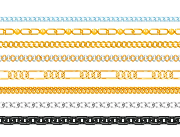 Correntes link força conexão vetor sem costura padrão de peças ligadas de metal e proteção de equipamentos de ferro forte sinal brilhante design fundo . — Vetor de Stock