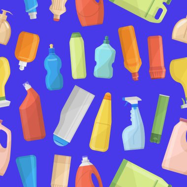 Ev Kimyasalları kavanoz temnplate ev işi sıvı aile içi sıvı şişe paketi temiz şablon vektör Dikişsiz desen arka plan temizleme şişe paketi vektör