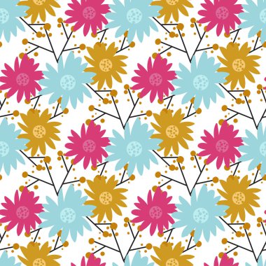 Doğa illüstrasyon Dikişsiz desen arka plan çiçek yaz vektör çiçek