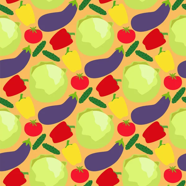 Овощи пищевая целлюлоза векторный перец помидоры каша здоровой пищи бесшовные картины фон — стоковый вектор