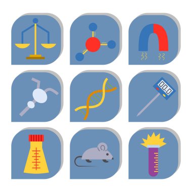 Tıbbi Laboratuar bilimsel biyoloji molekül biyoteknoloji bilim kimya simgeler tasarlamak laboratuvar vektör sembolleri test.