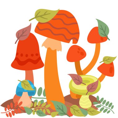 Mantar agaric mantarı farklı sanat stil tasarlamak mantarlar illüstrasyon kırmızı şapka vektör mantar