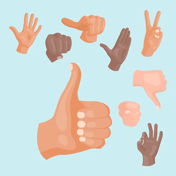 Руки глухонемые различные жесты человеческие руки люди сообщения векторные иллюстрации . — стоковый вектор