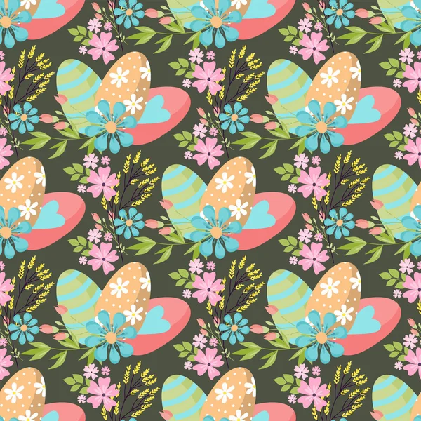 Páscoa sem costura padrão fundo design vetor feriado festa festa papel de parede saudação colorido ovo tecido têxtil ilustração . — Vetor de Stock
