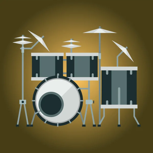 Musical drum kit wood rhythm music instrument series percussion musician performance vector illustration — Stock Vector