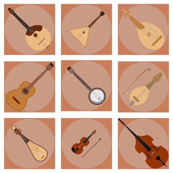 Stringed dreamed musical instruments classical orchestra art sound tool and acoustic symphony fiddle wooden equipment vector illustration — Stock Vector