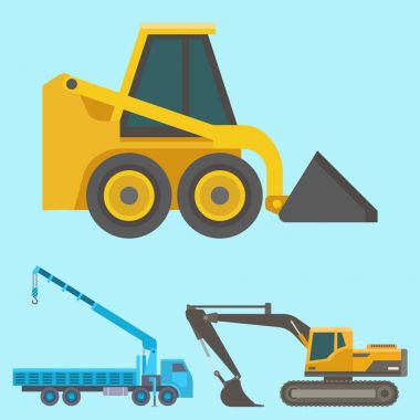 İnşaat teslimat kamyonu vektör ulaşım araç yapý ve makine ekipman büyük platform endüstriyel kamyon illüstrasyon kamyon taşımacılığı yol.