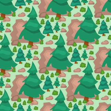 Çiçekler çim oyun parkı öğeleri illüstrasyon doğa orman yeşil bitki bush peyzaj doğal bitki örtüsü Dikişsiz desen arka bahçe ağaçları vektör.