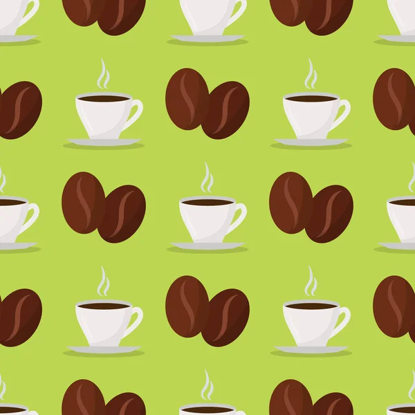 Bebida vetorial de grãos de xícaras de café padrão sem costura restaurante de design de comida de fundo, menu de café e ilustração de elemento de loja . —  Vetores de Stock