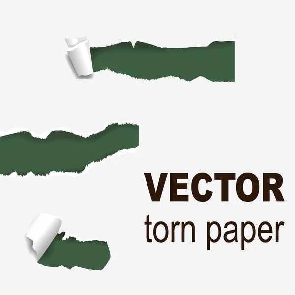 Gescheurde randen papier gat dat ragged edge en spleet realistische 3D-stijl vector illustratie concept grunge paginasjabloon. — Stockvector