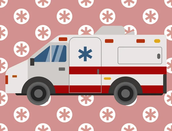 Eerste hulp ambulance emergency auto voertuig vervoer geneeskunde gezondheid ziekenhuis dringend apotheek medische auto voertuig auto ondersteuning paramedicus behandeling vectorillustratie — Stockvector