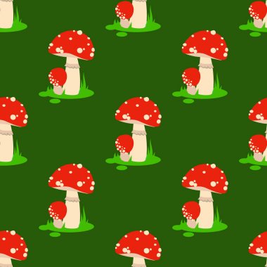 Dikişsiz desen arka plan amanita mantar tehlikeli set vektör zehirli sezon Zehirli mantar yemek çizim.