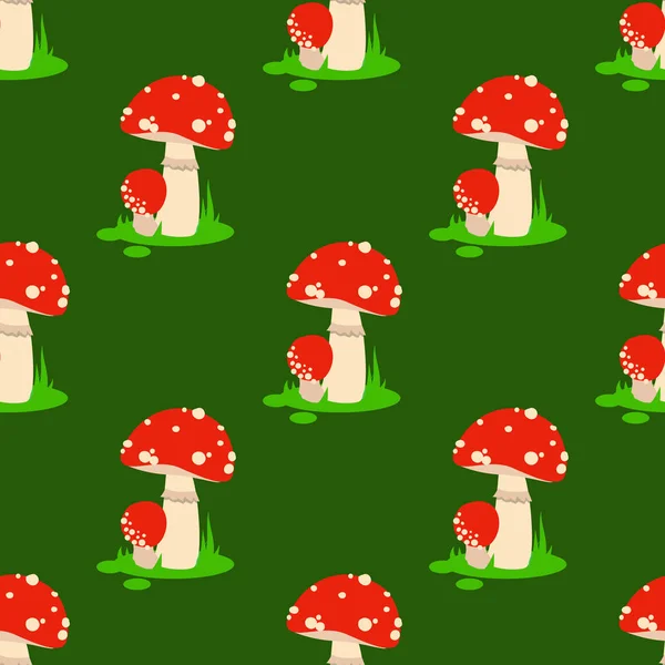 Безшовный рисунок фона amanita mushrooms опасный набор векторных ядовитых сезона токсичных грибов пищевой иллюстрации . — стоковый вектор