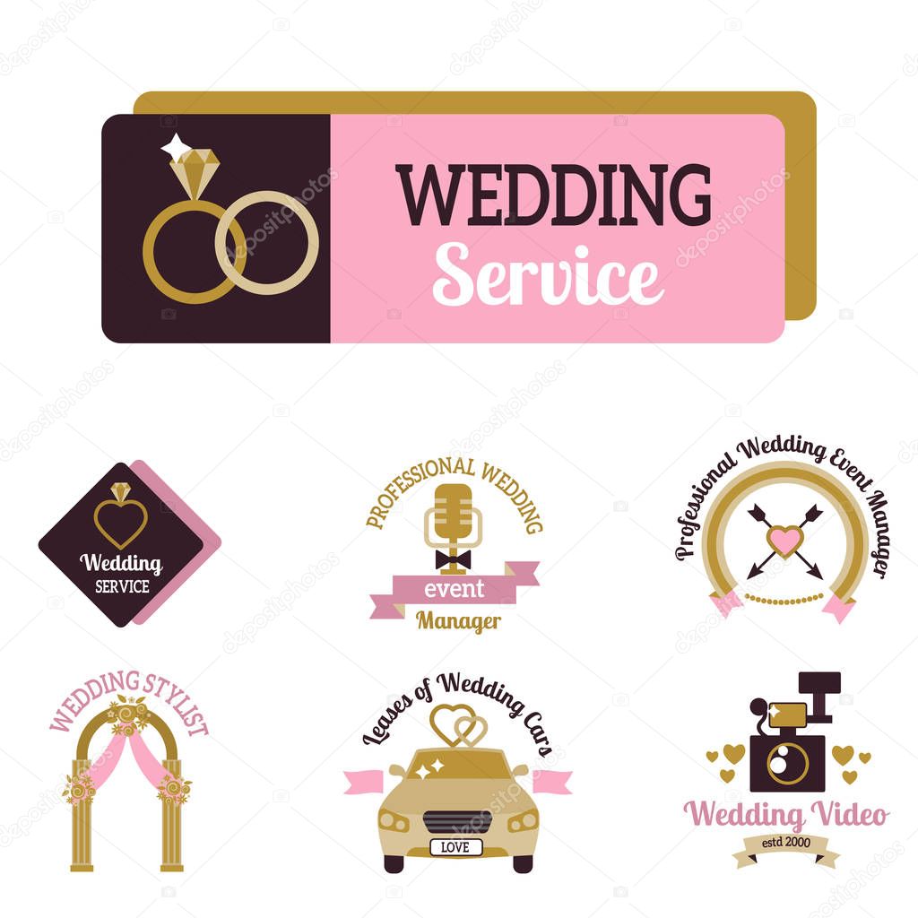 Wedding vector photo or event agency logo badge camera photographer vintage template illustration. Retro studio hipster floral fashion photography decoration.