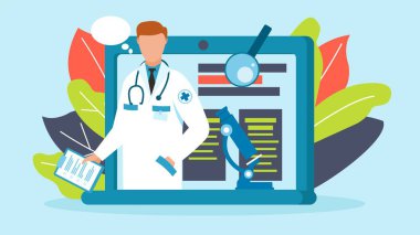 Çevrimiçi doktor tıbbi danışma vektör çizimi.
